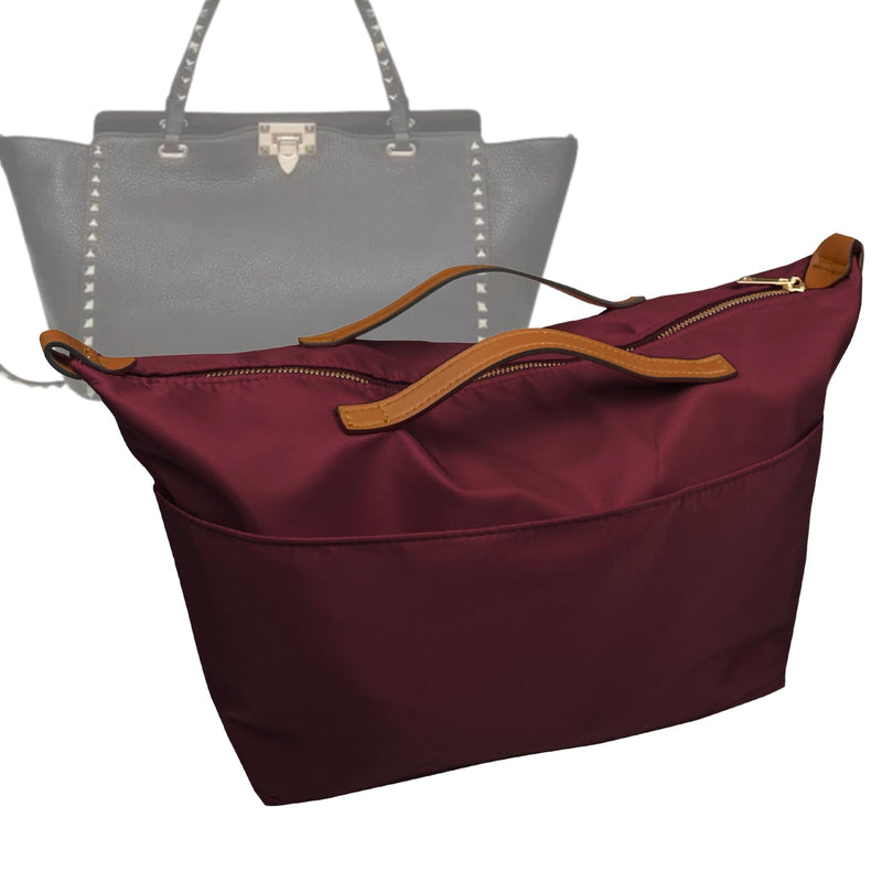 Organizer for [Rockstud Double, Valentino] Tote Purse Bag Insert Liner Shaper (Nylon, Zip Cover with Handle)
