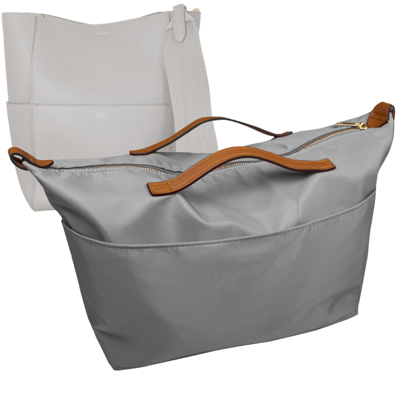 Organizer for [Sangle Bucket Small, Celine] Tote Purse Bag Insert Liner Shaper (Nylon, Zip Cover with Handle)