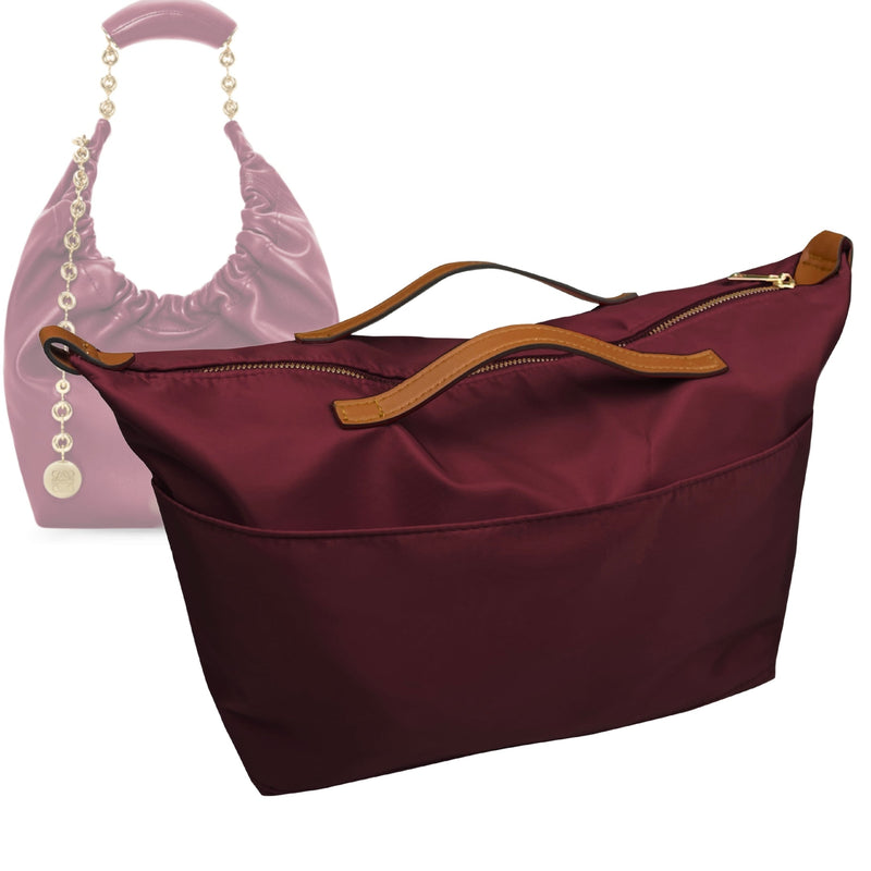 Organizer for [Small Squeeze bag, Loewe] Tote Purse Bag Insert Liner Shaper (Nylon, Zip Cover with Handle)