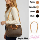 Genuine Rolled Leather Bag Strap, 70cm Length, Compatible with Speedy HandBag, Patina Vachetta Black Coffee Dark Brown, Shoulder Bag Strap, Silver Golden Hardware