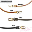 Genuine Rolled Leather Bag Strap, 70cm Length, Compatible with Speedy HandBag, Patina Vachetta Black Coffee Dark Brown, Shoulder Bag Strap, Silver Golden Hardware