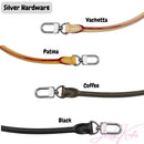 Genuine Rolled Leather Bag Strap, 70cm Length, Compatible with Speedy HandBag, Patina Vachetta Black Coffee Dark Brown, Shoulder Bag Strap, Silver Golden Hardware