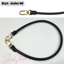 Genuine Rolled Leather Bag Strap, 70cm Length, Compatible with Speedy HandBag, Patina Vachetta Black Coffee Dark Brown, Shoulder Bag Strap, Silver Golden Hardware