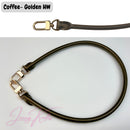 Genuine Rolled Leather Bag Strap, 70cm Length, Compatible with Speedy HandBag, Patina Vachetta Black Coffee Dark Brown, Shoulder Bag Strap, Silver Golden Hardware