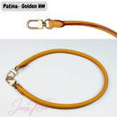 Genuine Rolled Leather Bag Strap, 70cm Length, Compatible with Speedy HandBag, Patina Vachetta Black Coffee Dark Brown, Shoulder Bag Strap, Silver Golden Hardware
