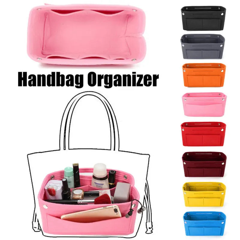 1PC Multifunction Women Felt Insert Bag Multi-Pocket Makeup Cosmetic Bags Travel Inner Purse Portable Handbag Storage Organizer