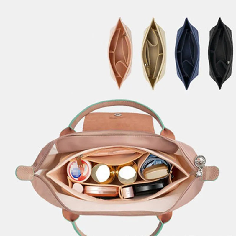 1pcs Felt Insert Bag Makeup Bag Fits For Longchamp Handbag Liner Bag Felt Cloth Support Travel Portable Insert Purse Organizer