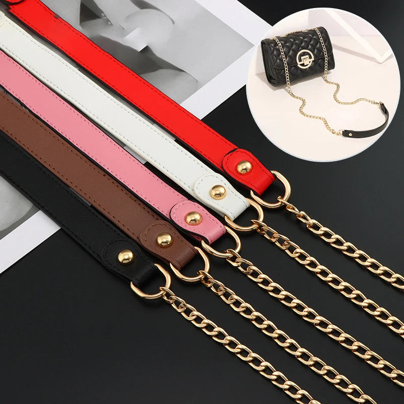 1PCS 125cm Metal PU Leather Straps Handles Shoulder Straps DIY Accessories For Handbag Purse Chain Belt Bag Replacement