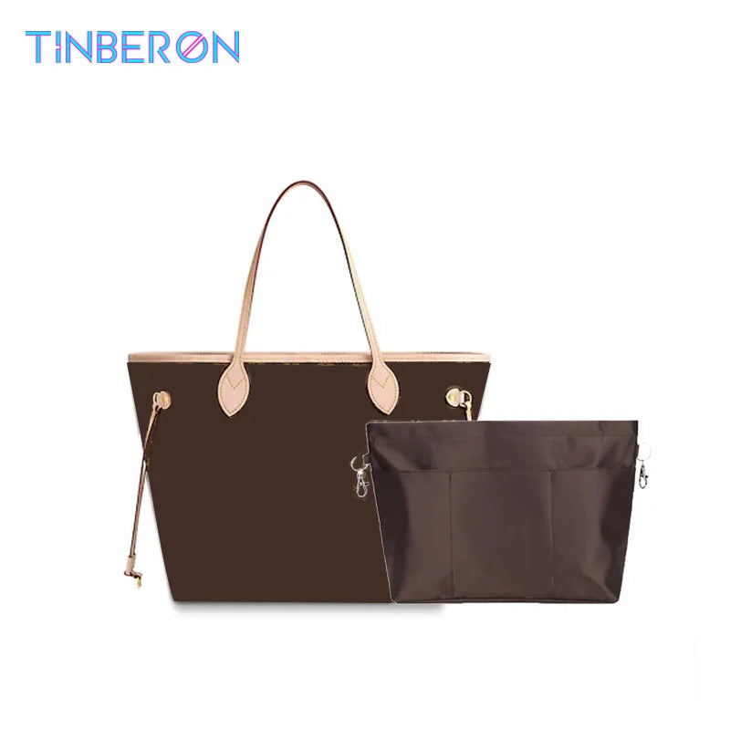 TINBERON Bag Liner Detachable Zip Pocket Tote Organizer Insert Storage Bag Ladies Handbags Cosmetic Bags Detachable Bag Liner