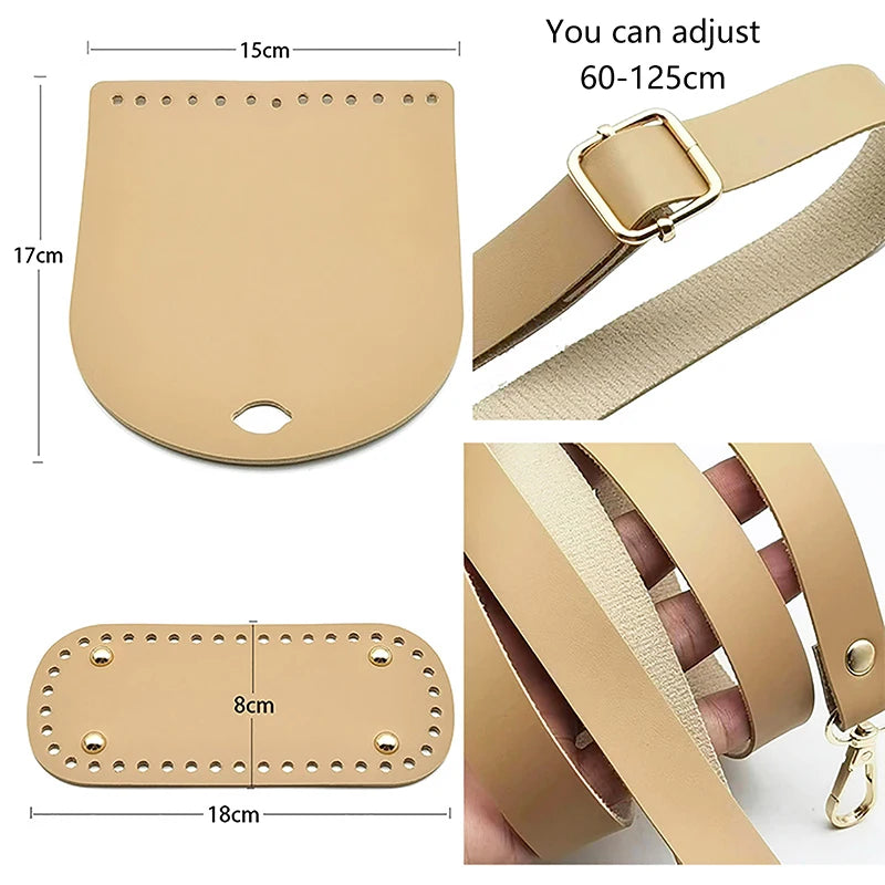 1Set Leather Bag Strap Handmade Handbag Woven Set Bag Bottoms With Hardware Accessories For DIY Shoulder Handbag High Quality