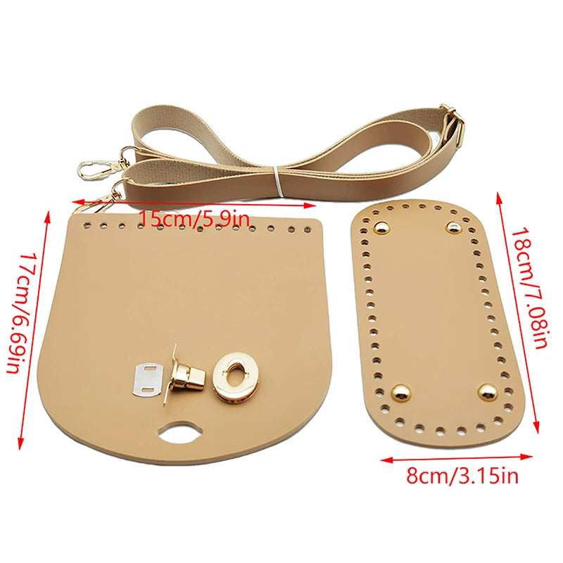 1Set Leather Bag Strap Handmade Handbag Woven Set Bag Bottoms With Hardware Accessories For DIY Shoulder Handbag High Quality