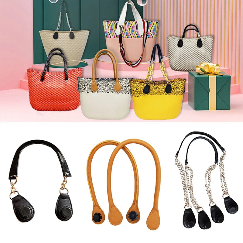 1 Pair Long leather PU chain Handle For EVA O Bag Totes Women Shoulder Handbags New Pu Faux Leather Handle Bag Accesorios
