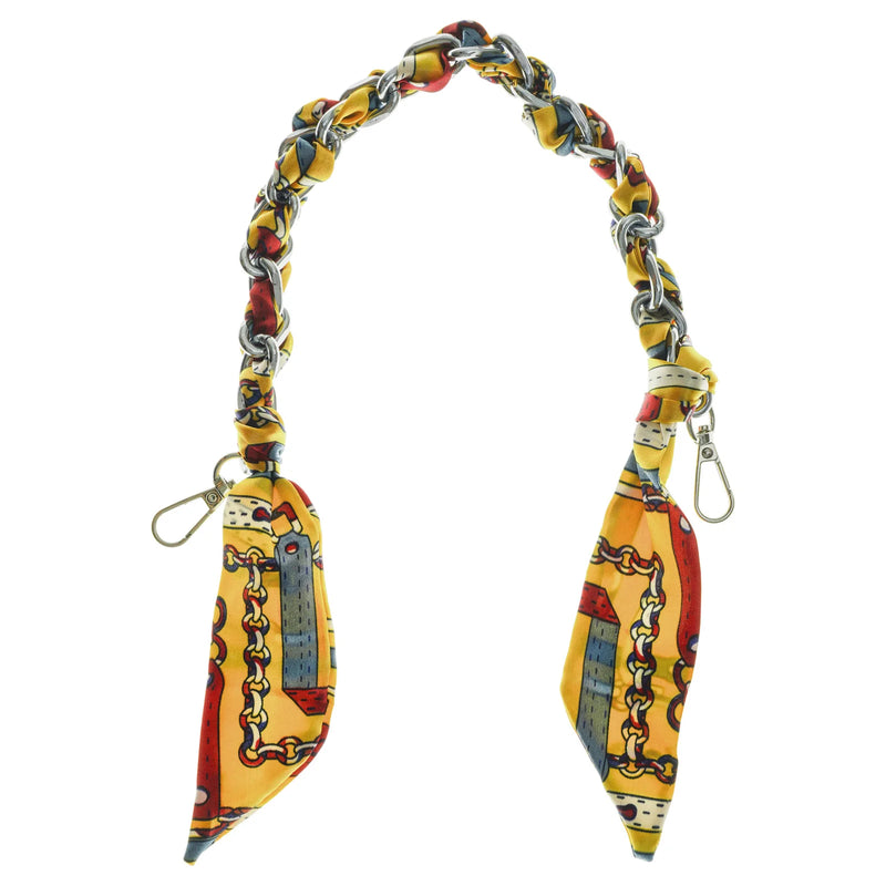 Silk Scarf Ribbon Handbag Accessories Chain Fashion Scarf Metal Chain Handle Bag Decor Bow Multifunction Ribbon Handbag Strap