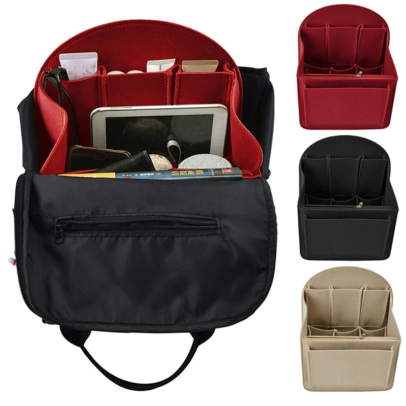 1Pcs Fashion Insert Bag Handbag Makeup Case Backpack Organizer Multi Pockets Felt Storage Outdoor Travel