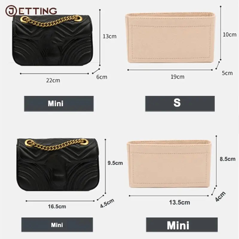 1PCS 4Size Felt Cloth Bag Liner Fits for Luxury Bag Insert Organizer Cosmetic Makeup Bag Zipper Organizer Felt Cloth Travel Inne