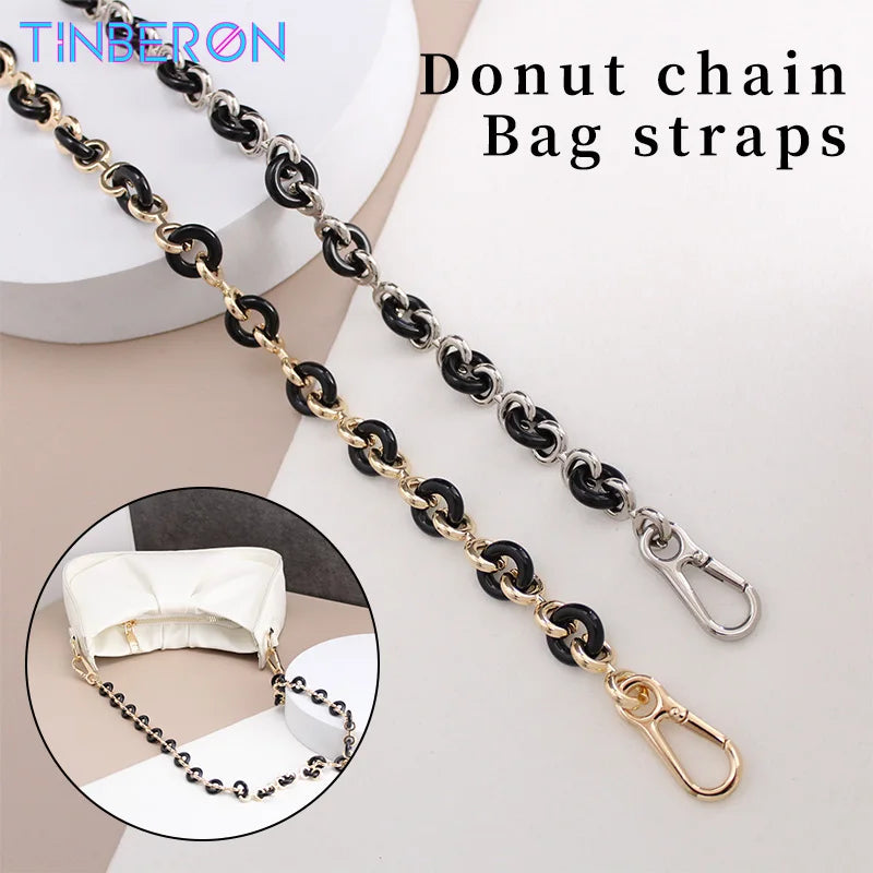 TINBERON 68CM Bag Chain Strap Transformation Underarm Bag Chain Shoulder Strap Metal Resin Donut Chain Strap Handbag Accessories