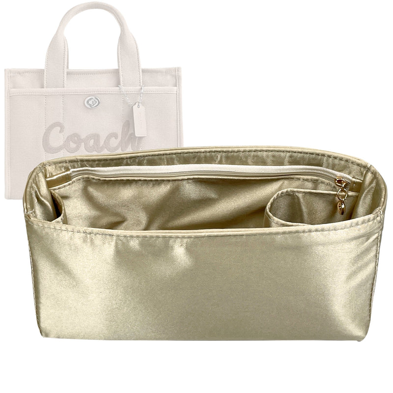 Organizer for [Cargo Tote 26cm, Coach] Tote Purse Bag Insert Organiser Liner Shaper (Silk, Long Zip and Open Compartment)