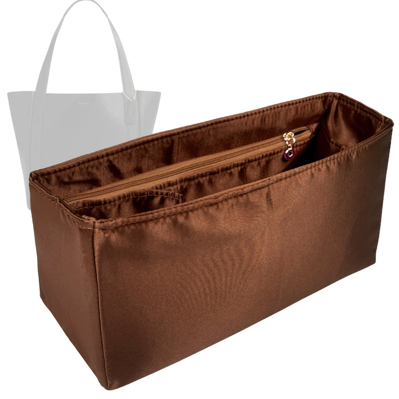 Organizer for [Hadley Tote Bag, Coach] Tote Purse Bag Insert Organiser Liner Shaper (Silk, Long Zip and Open Compartment)