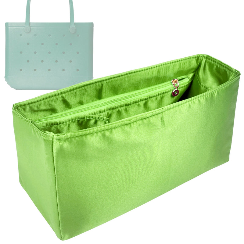 Organizer for [Bitty Bogg Bag, Bogg] Tote Purse Bag Insert Organiser Liner Shaper (Silk, Long Zip and Open Compartment)
