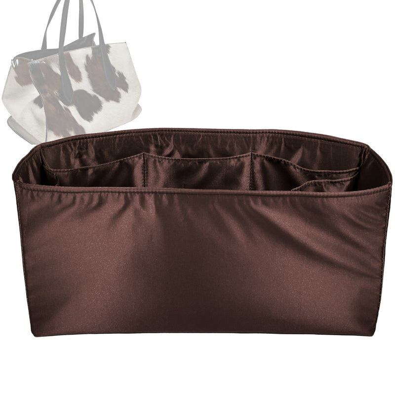 Organizer for [Animal print hair-on leather maxi tote bag, Massimo Dutti] Tote Purse Bag Insert Organiser Liner Shaper (Silk, Long Zip and Open Compartment)