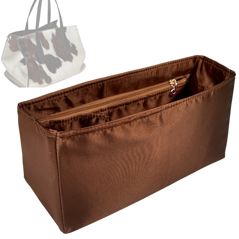 Organizer for [Animal print hair-on leather maxi tote bag, Massimo Dutti] Tote Purse Bag Insert Organiser Liner Shaper (Silk, Long Zip and Open Compartment)