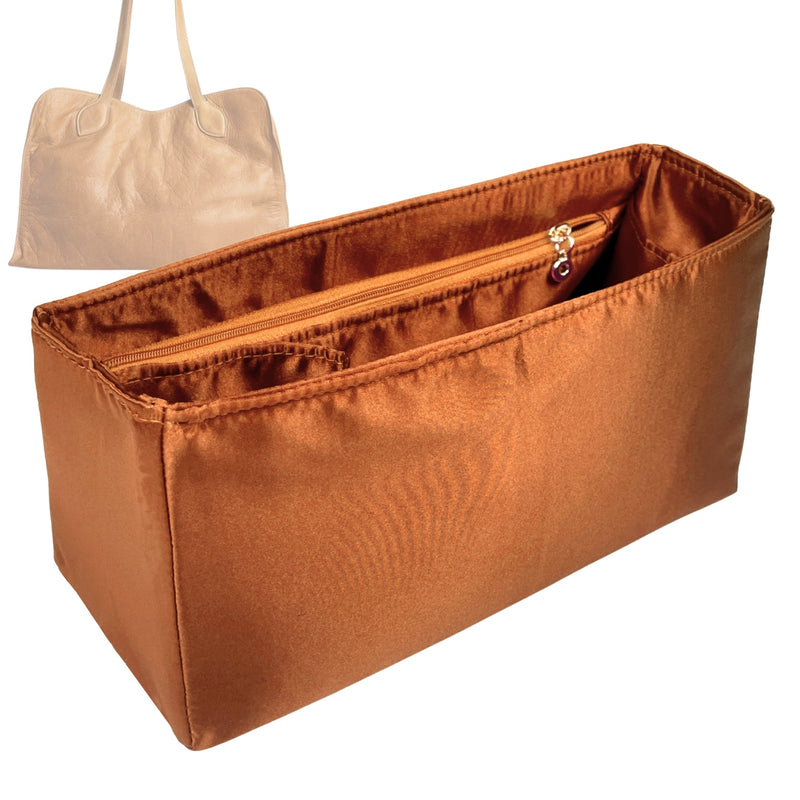 Organizer for [Jack - Heritage Broken-In Leather, Parker Thatch] Tote Purse Bag Insert Organiser Liner Shaper (Silk, Long Zip and Open Compartment)
