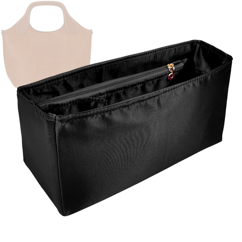 Organizer for [Vertical Libby Tote in Arosa Calf, Peter Nitz] Tote Purse Bag Insert Organiser Liner Shaper (Silk, Long Zip and Open Compartment)