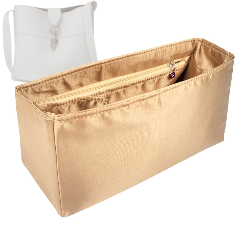 Organizer for [Sac MOUSQUETON Medium, Helene Nepomiatzi] Tote Purse Bag Insert Organiser Liner Shaper (Silk, Long Zip and Open Compartment)