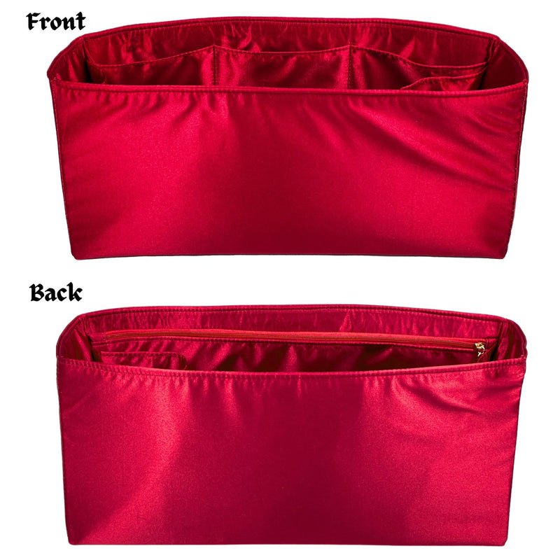 Organizer for [Mini Flamenco Clutch, Loewe] Bag Insert (Silk, Full-width Zip and Open Pocket)