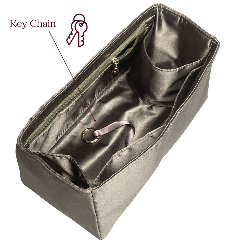 Organizer for [The Mini Zip Bucket, Rothys] Bag Insert (Silk, Full-width Zip and Open Pocket)