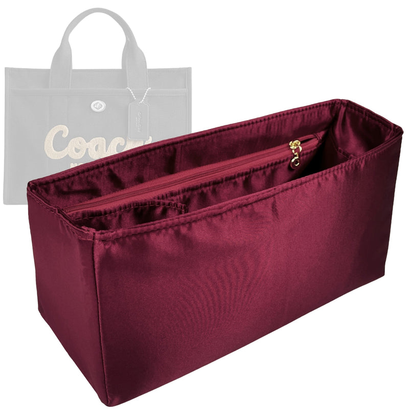 Organizer for [Cargo Tote 34cm, Coach] Tote Purse Bag Insert Organiser Liner Shaper (Silk, Long Zip and Open Compartment)