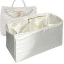 Organizer for [Large Andiamo, Bottega Veneta] Tote Purse Bag Insert Liner Shaper (Silk, Full-width Zip and Open Pocket)