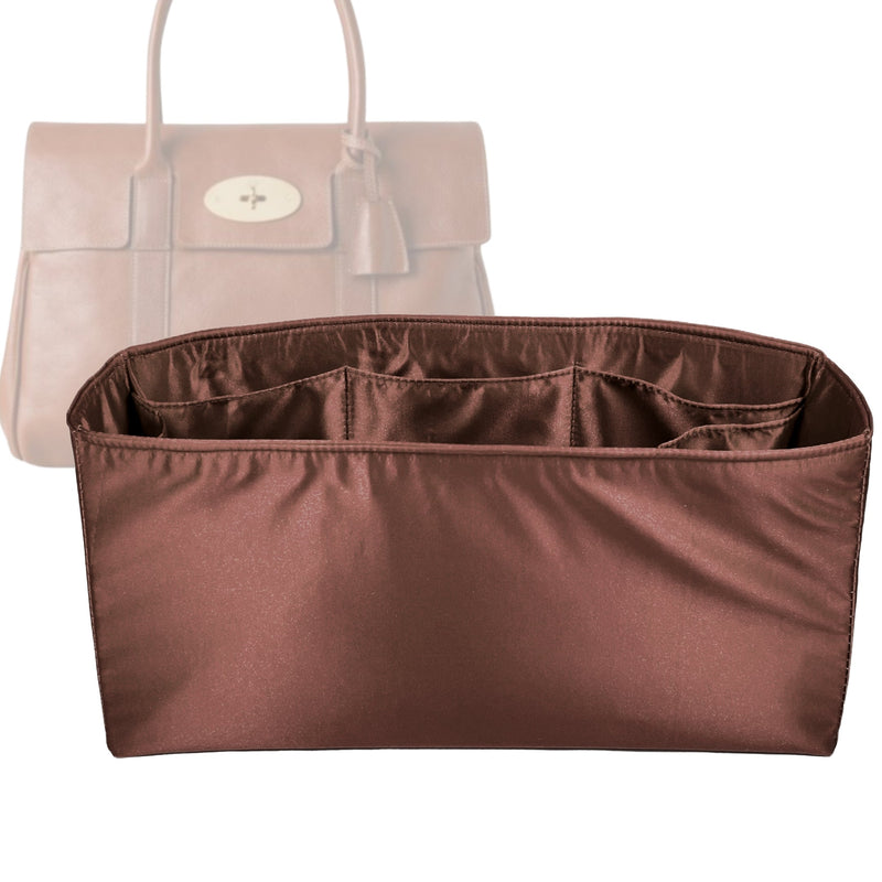 Organizer for [Mini Zipped Bayswater, Mulberry] Tote Purse Bag Insert Liner Shaper (Silk, Full-width Zip and Open Pocket)