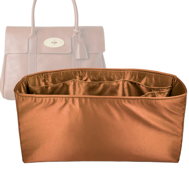 Organizer for [Mini Bayswater, Mulberry] Tote Purse Bag Insert Liner Shaper (Silk, Full-width Zip and Open Pocket)