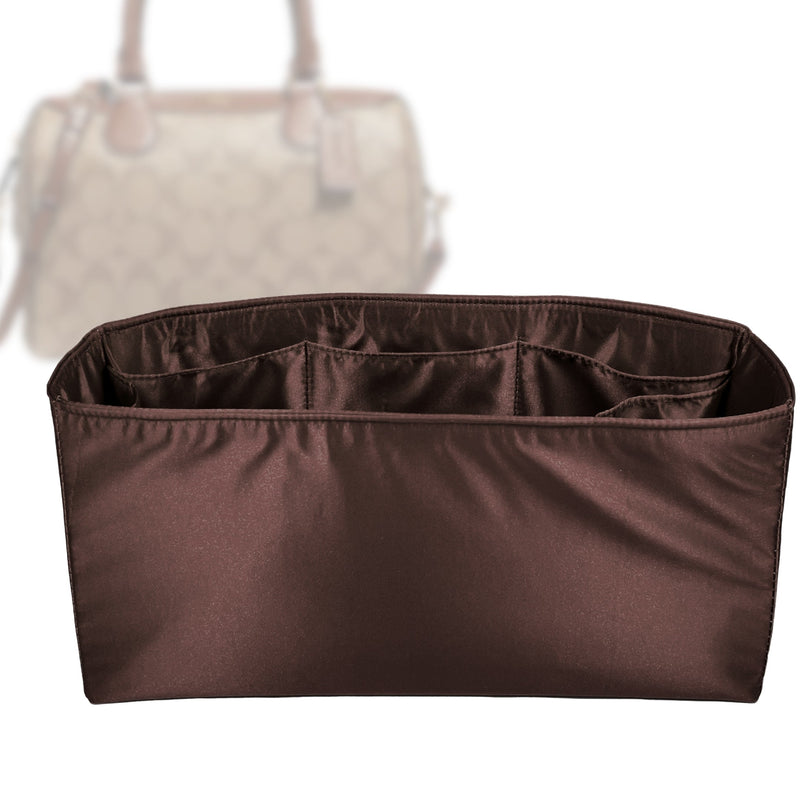 Organizer for [Mini Bennett Satchel, Coach] Tote Purse Bag Insert Liner Shaper (Silk, Full-width Zip and Open Pocket)