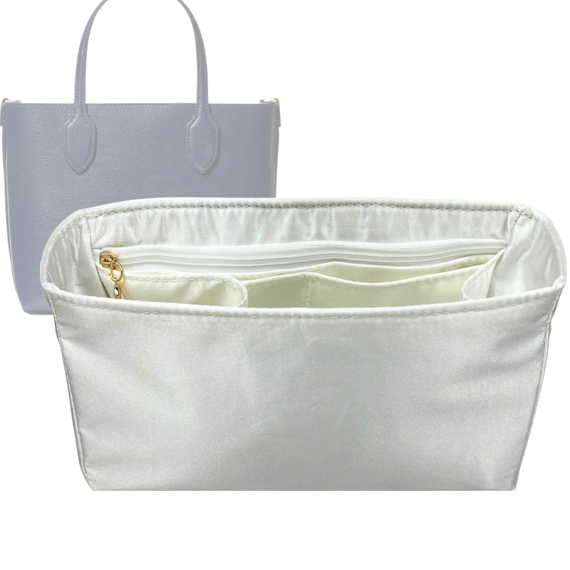 Organizer for [Bleecker Large Tote, Kate Spade] Tote Purse Bag Insert Liner Shaper (Silk, Full-width Zip and Open Pocket)