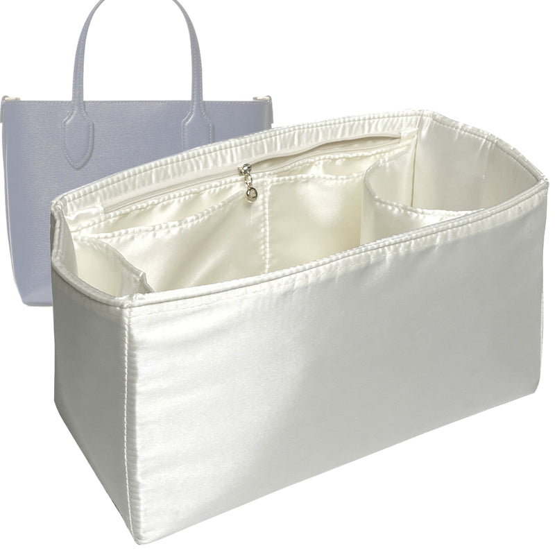 Organizer for [Bleecker Large Tote, Kate Spade] Tote Purse Bag Insert Liner Shaper (Silk, Full-width Zip and Open Pocket)