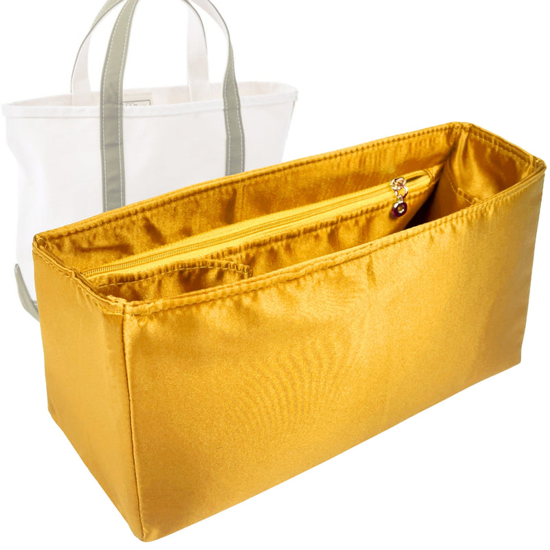 Organizer for [Boat and Tote - Large, L.L.Bean] Tote Purse Bag Insert Liner Shaper (Silk, Full-width Zip and Open Pocket)
