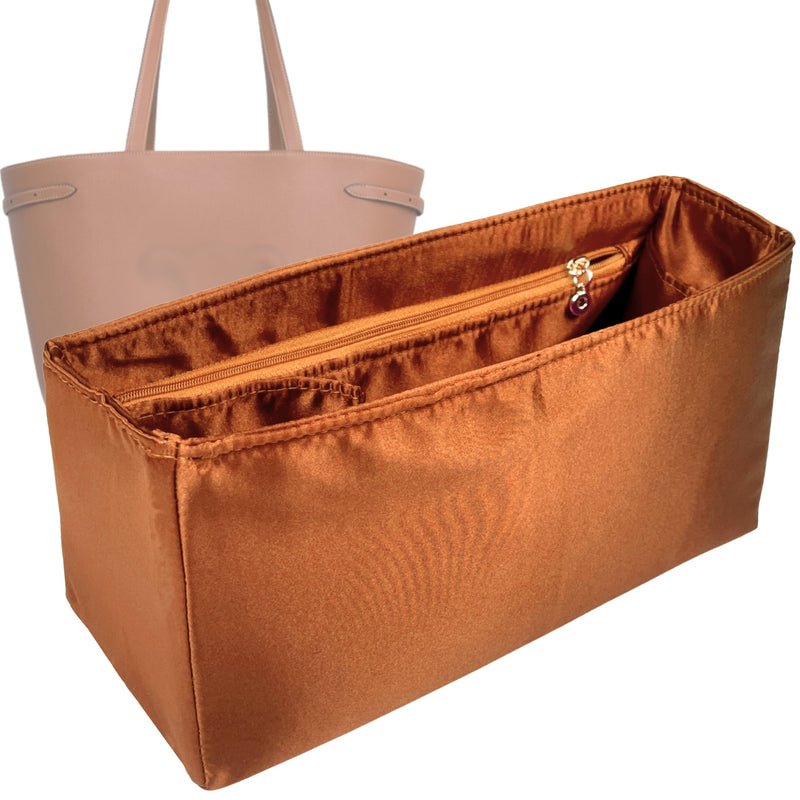 Organizer for [MEDIUM CABAS ANAIS CUIR TRIOMPHE in Grained calfskin, Celine] Tote Purse Bag Insert Liner Shaper (Silk, Full-width Zip and Open Pocket)