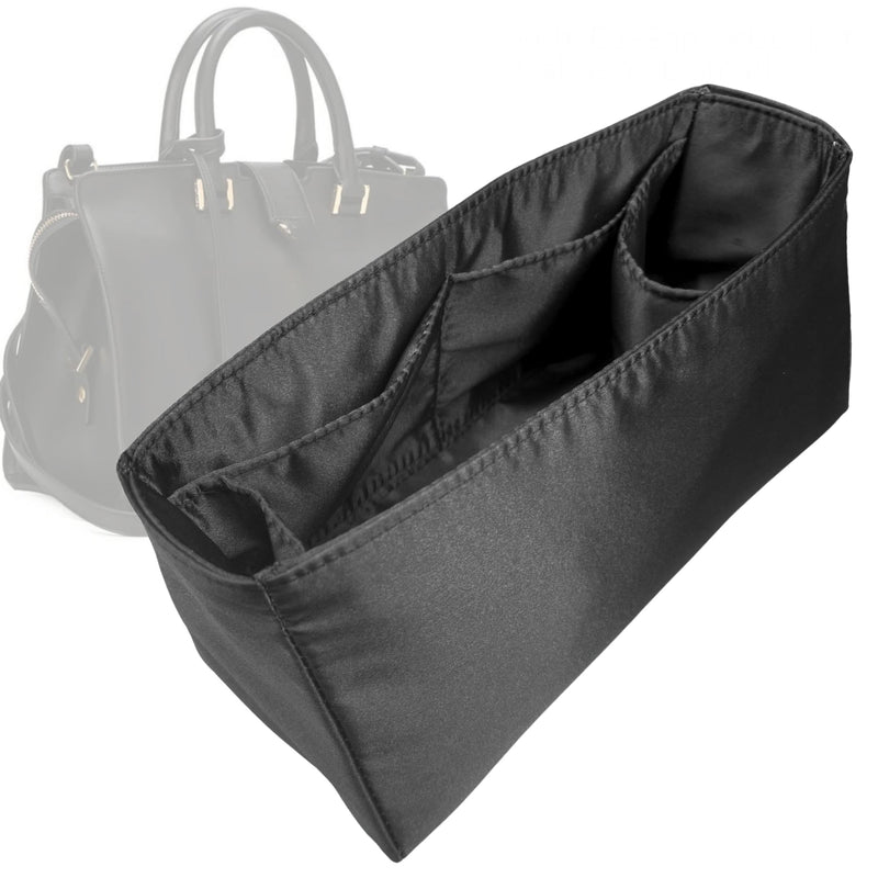 Organizer for [Cabas Mezzo, LV] Tote Purse Bag Insert Liner Shaper (Silk, Full-width Zip and Open Pocket)