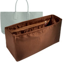 Organizer for [Medium Cabat, Bottega Veneta] Tote Purse Bag Insert Liner Shaper (Silk, Full-width Zip and Open Pocket)