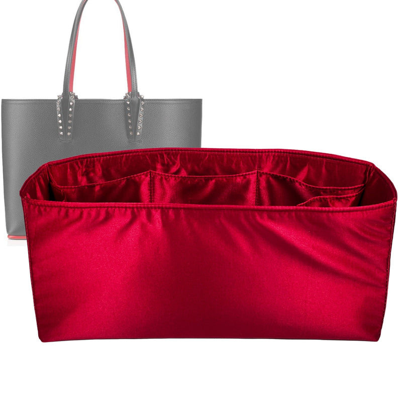 Organizer for [Cabata Tote Large, Christian Louboutin] Tote Purse Bag Insert Liner Shaper (Silk, Full-width Zip and Open Pocket)