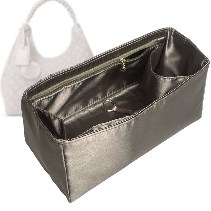 Organizer for [Carmel, LV] Tote Purse Bag Insert Liner Shaper (Silk, Full-width Zip and Open Pocket)