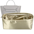Organizer for [Micro Belt, Celine] Tote Purse Bag Insert Liner Shaper (Silk, Full-width Zip and Open Pocket)