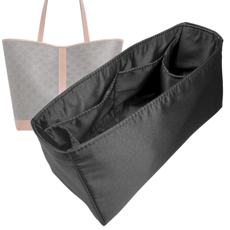 Organizer for [Cabas Alto, LV] Tote Purse Bag Insert Liner Shaper (Silk, Full-width Zip and Open Pocket)