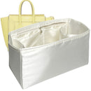 Organizer for [Micro Luggage, Celine] Tote Purse Bag Insert Liner Shaper (Silk, Full-width Zip and Open Pocket)