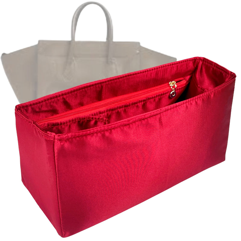 Organizer for [Medium Phantom, Celine] Tote Purse Bag Insert Liner Shaper (Silk, Full-width Zip and Open Pocket)