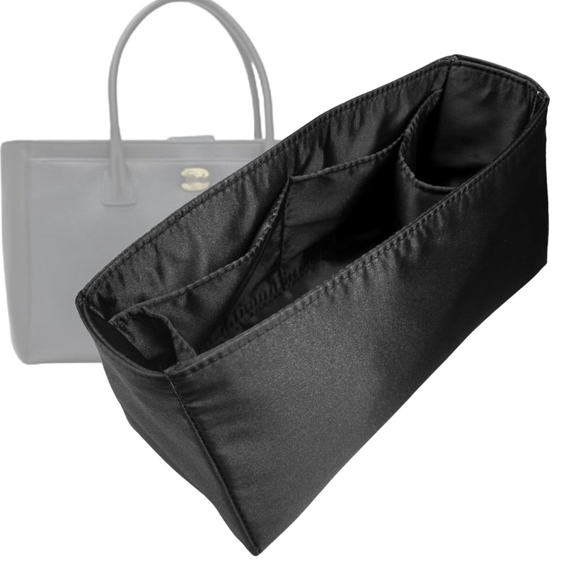 Organizer for [Cerf Medium, Chanel] Tote Purse Bag Insert Liner Shaper (Silk, Full-width Zip and Open Pocket)