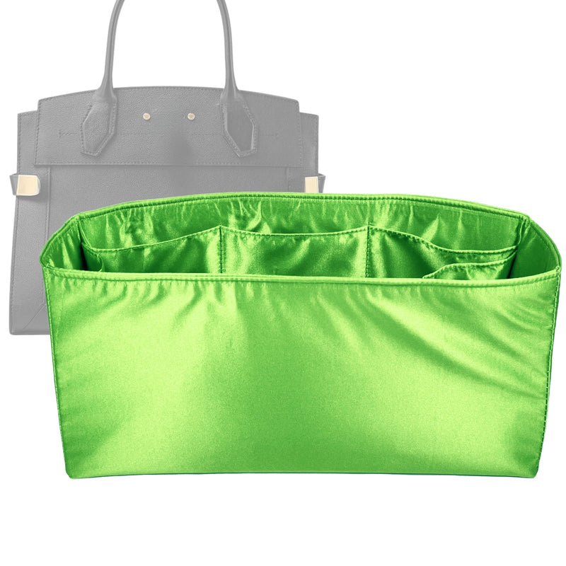 Organizer for [City Steamer XXL, LV] Tote Purse Bag Insert Liner Shaper (Silk, Full-width Zip and Open Pocket)