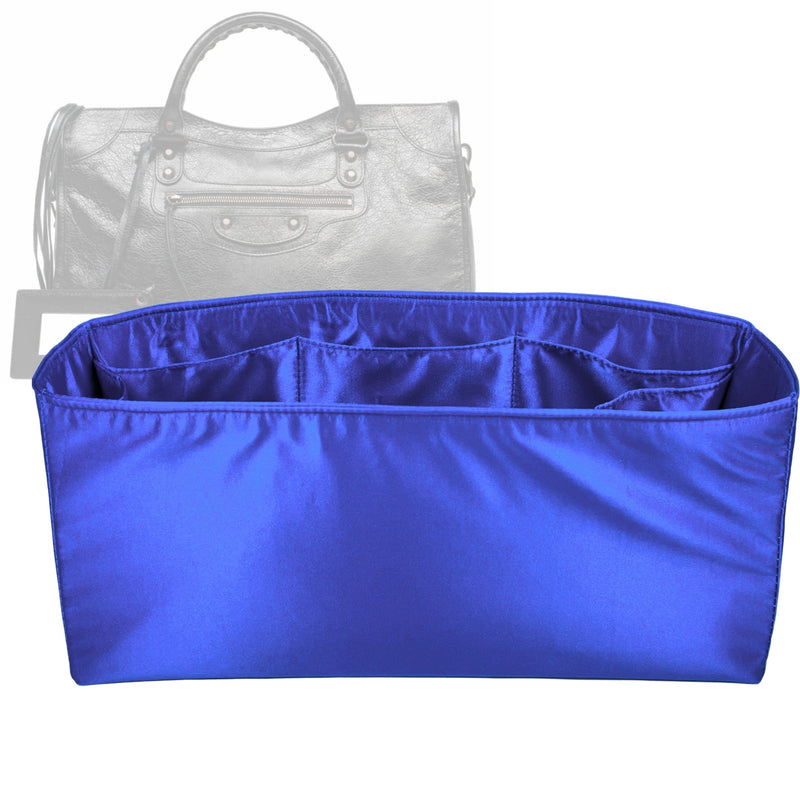 Organizer for [Classic City, Balenciaga] Tote Purse Bag Insert Liner Shaper (Silk, Full-width Zip and Open Pocket)